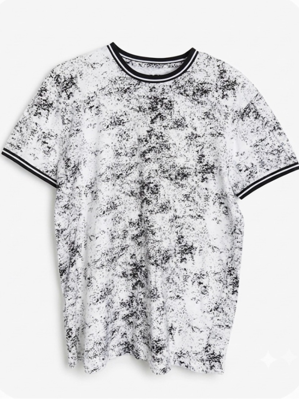 FIVE POINT INDUSTRY Paint Splatter Print T-Shirt, Women’s Large, Black White